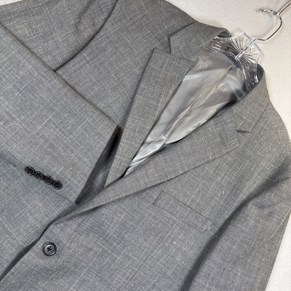 Lauren Ralph Lauren Mens Wool Linen Poly Blend Blazer Size 46R Gray Heathered